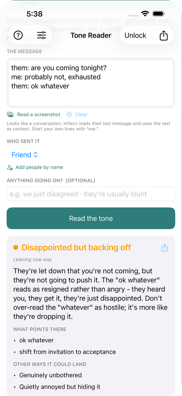 Reading a whole conversation pasted from a chat